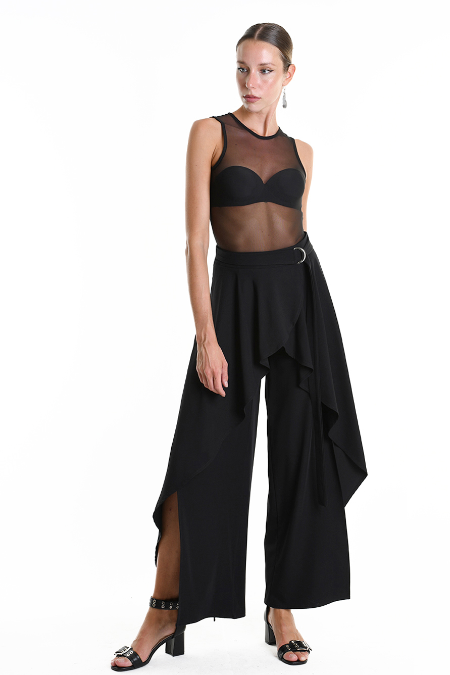 Брюки-палаццо с боковыми вставками и разрезами LH