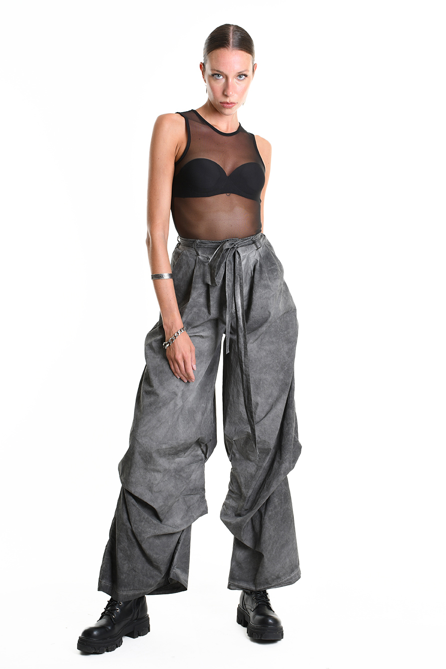 Брюки-палаццо из хлопкового габардина с драпировками LH