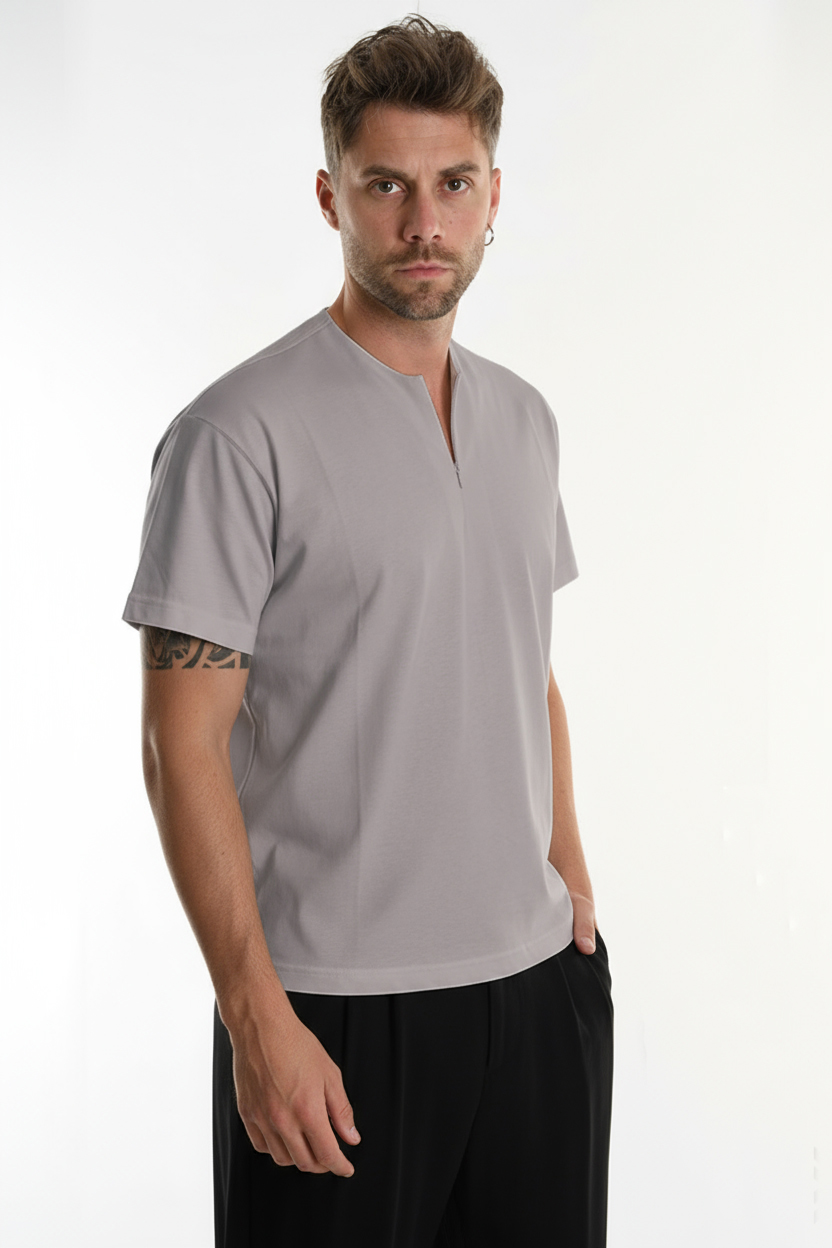 Хлопковая футболка прямого кроя с молнией на воротнике Xagon
