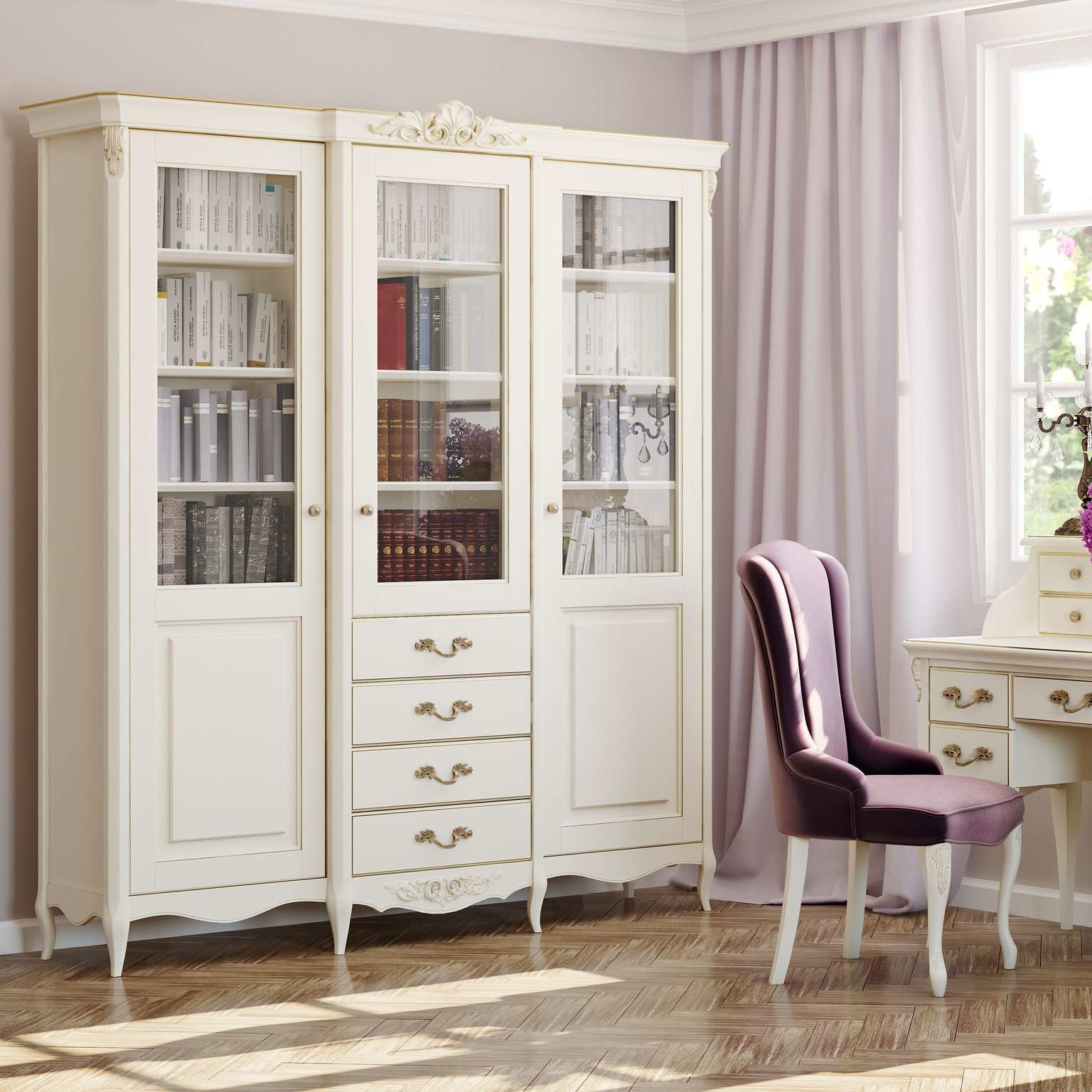 БИБЛИОТЕКА 3 ДВЕРИ С ЯЩИКАМИ APg183E-K02-G