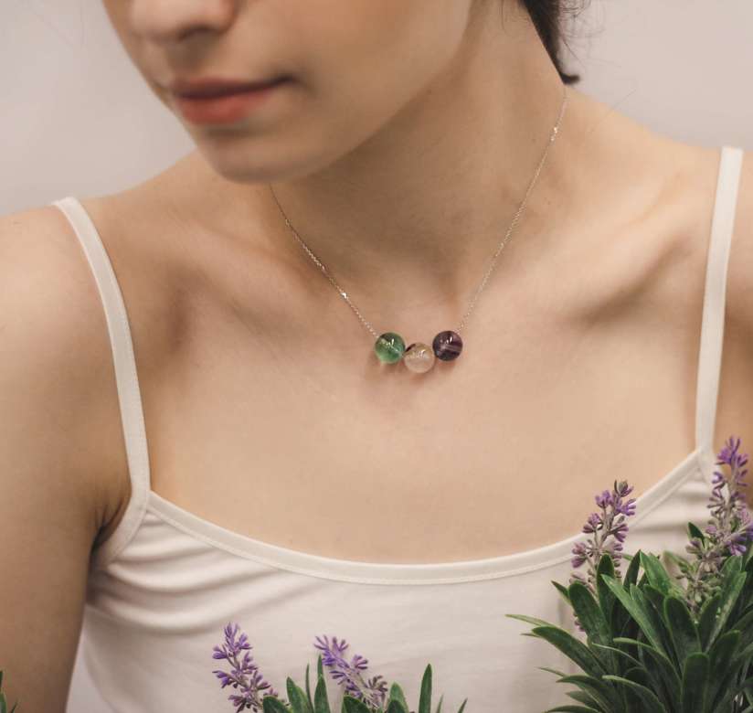 Колье с Флюоритом (Серебро 925)