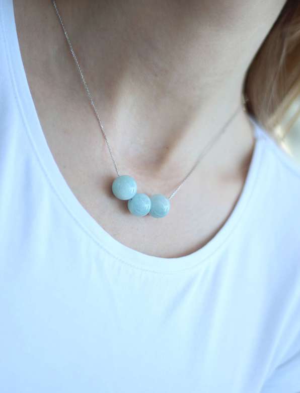 Колье с Аквамарином (Серебро 925)