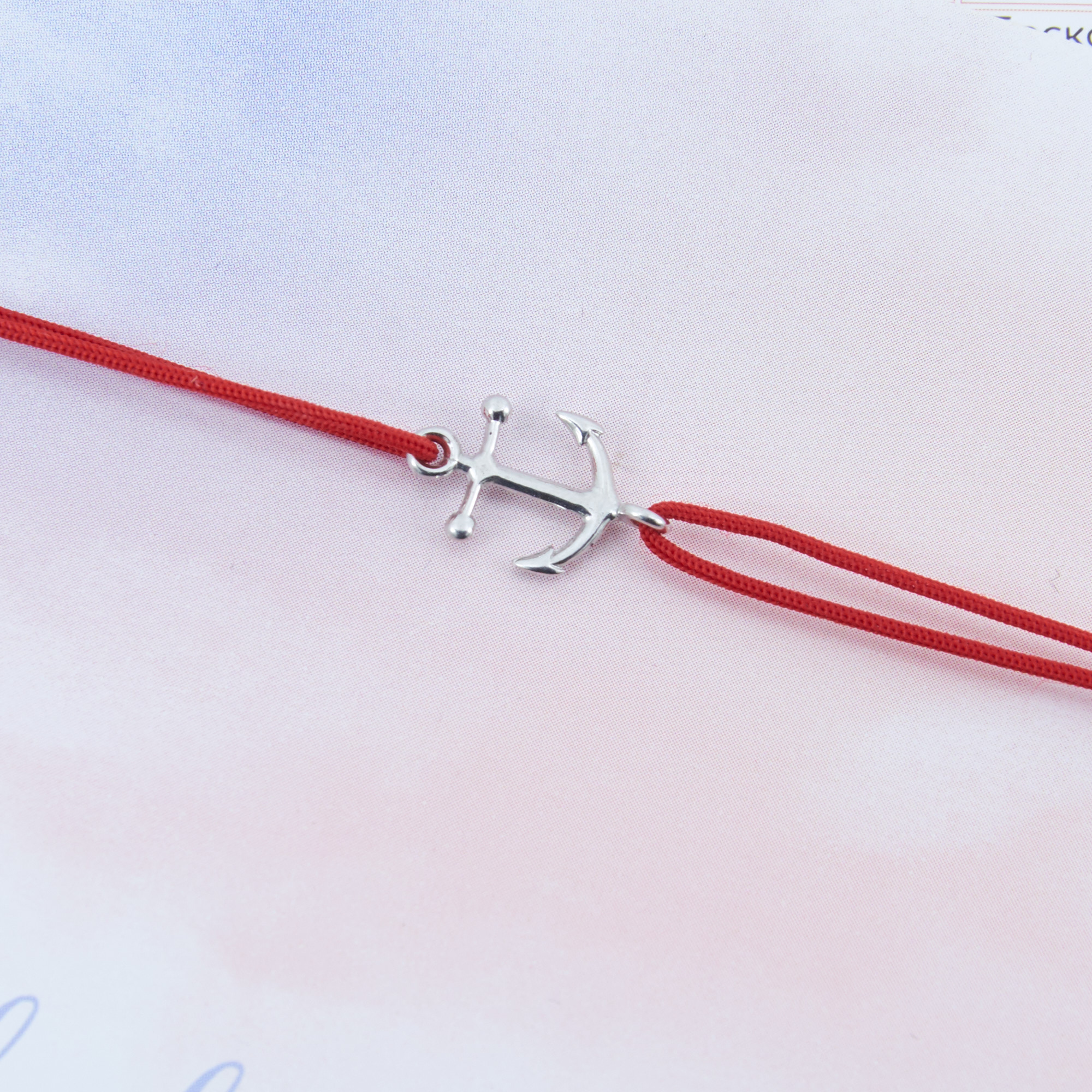 Якорь, браслет на нити (Серебро 925°)