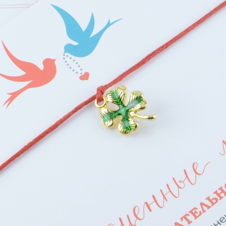 Клевер (покрытие золото, зелёная эмаль)