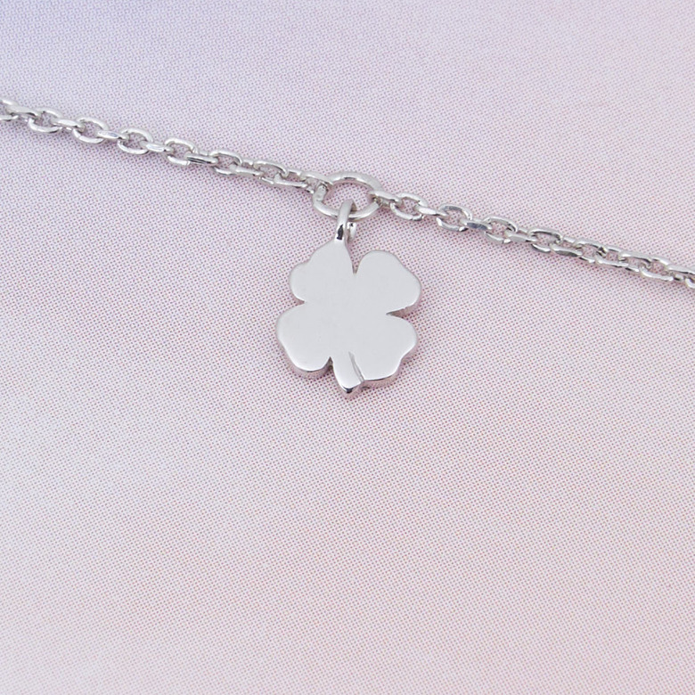 Клевер, браслет на цепочке (Серебро 925º)