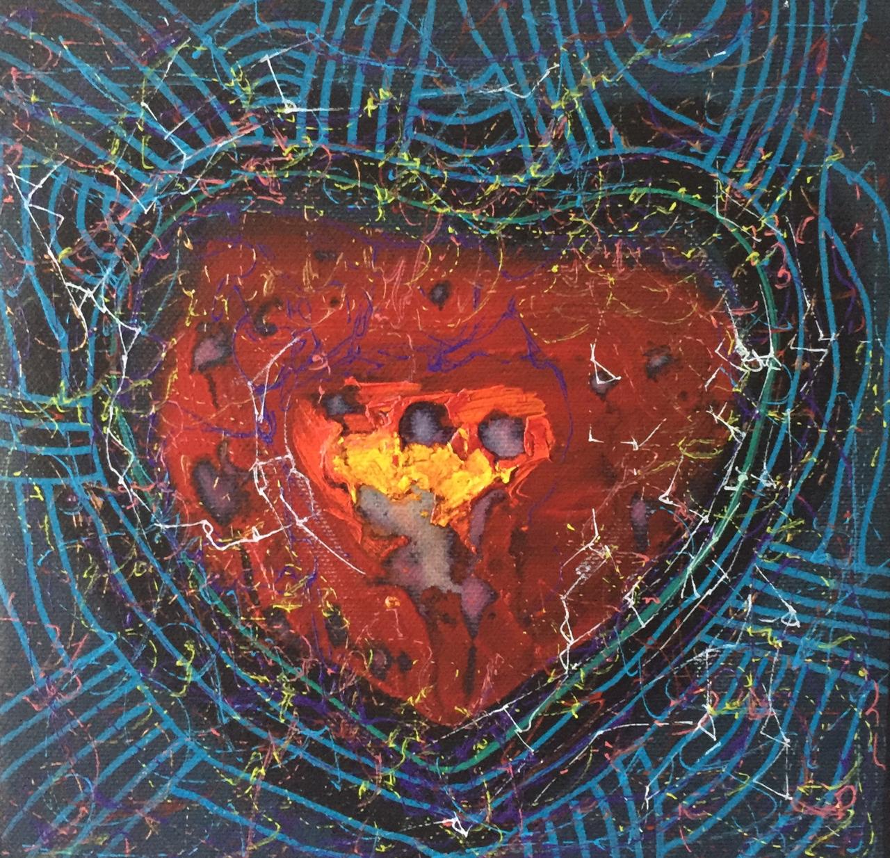 "Космические сердца", живопись 25/25