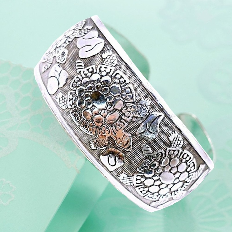 Браслет-манжета античное серебро Tebet Turtle Silver