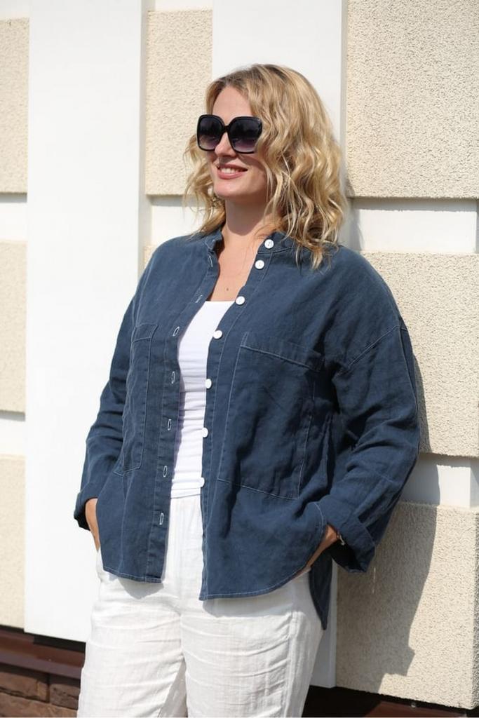 Блуза темно -  синяя