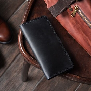 LONG ROAD - мужской кошелек ручной работы цвет Черный уголь