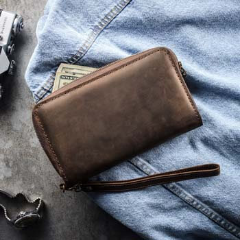 Клатч мужской коричневый из натуральной кожи