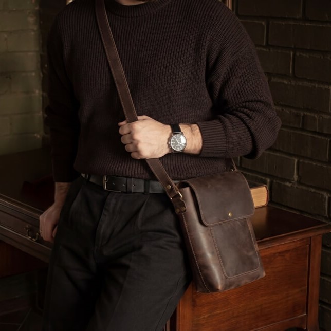 STANFORD - мужская кожаная сумка через плечо цвет Шоколад