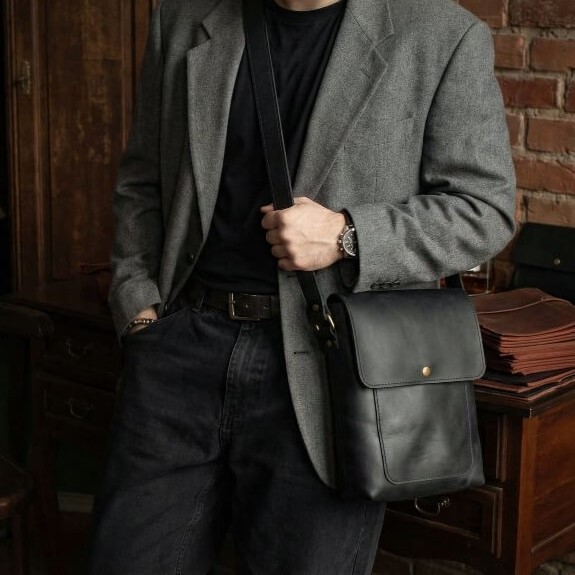 STANFORD - мужская кожаная сумка через плечо цвет Черный Уголь