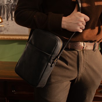 PRINCETON - мужская кожаная сумка планшет цвет Черный Уголь