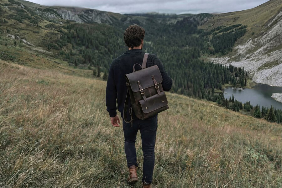 БРОДЯГА ДЖО - кожаный мужской рюкзак цвет Шоколад