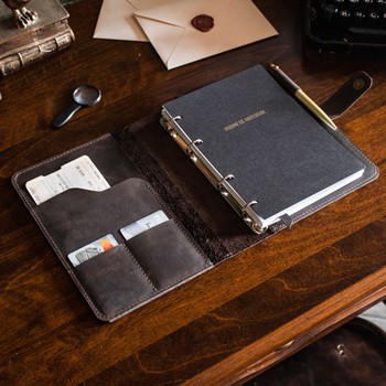 Бизнес блокнот органайзер А5 на кольцах цвет Шоколад