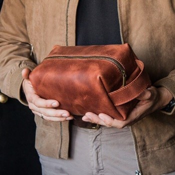 ROUTE 66 - мужской несессер из кожи цвет Коньяк