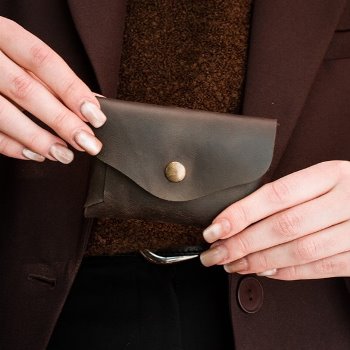 ФРЭНКИ - маленький кожаный кошелек цвет Шоколад