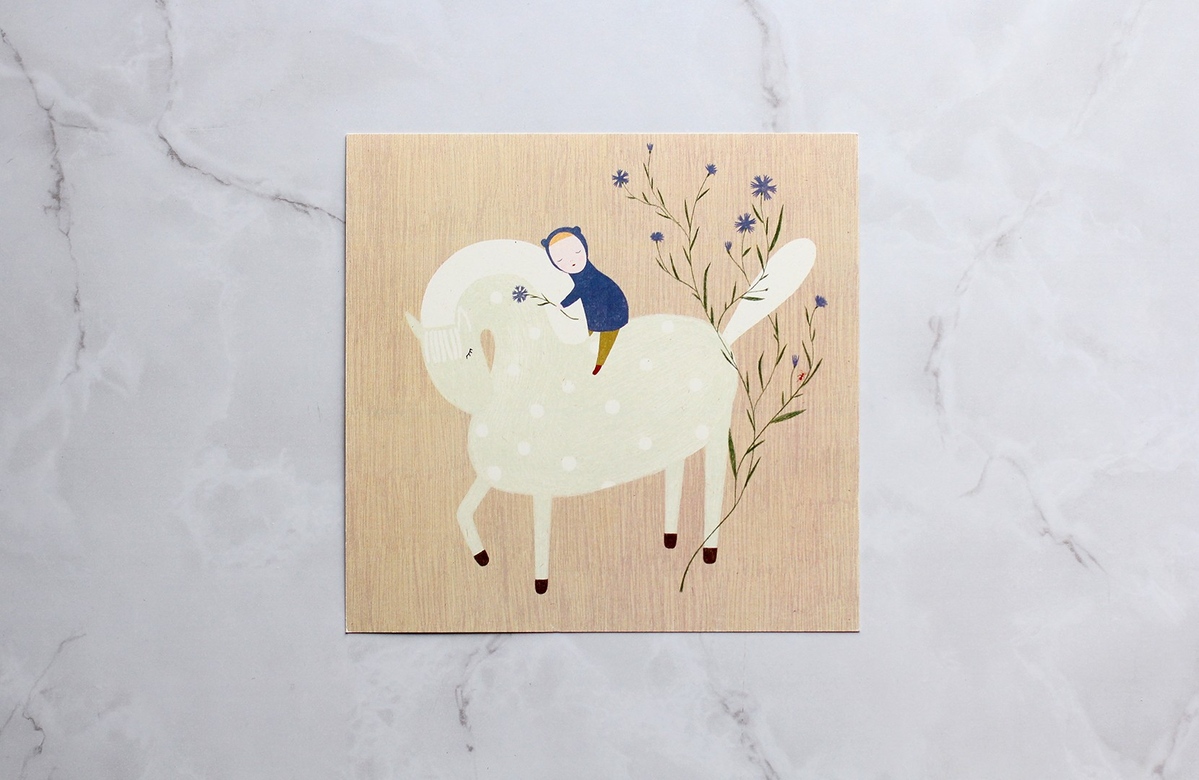 Открытка (василёк и лошадка)