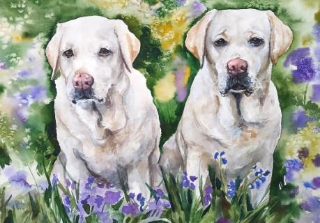 Print "Two friends" | Watercolor