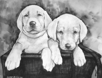 Print "Two friends" | Watercolor