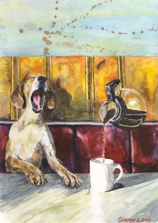 Print "Monday coffee time" | Watercolor