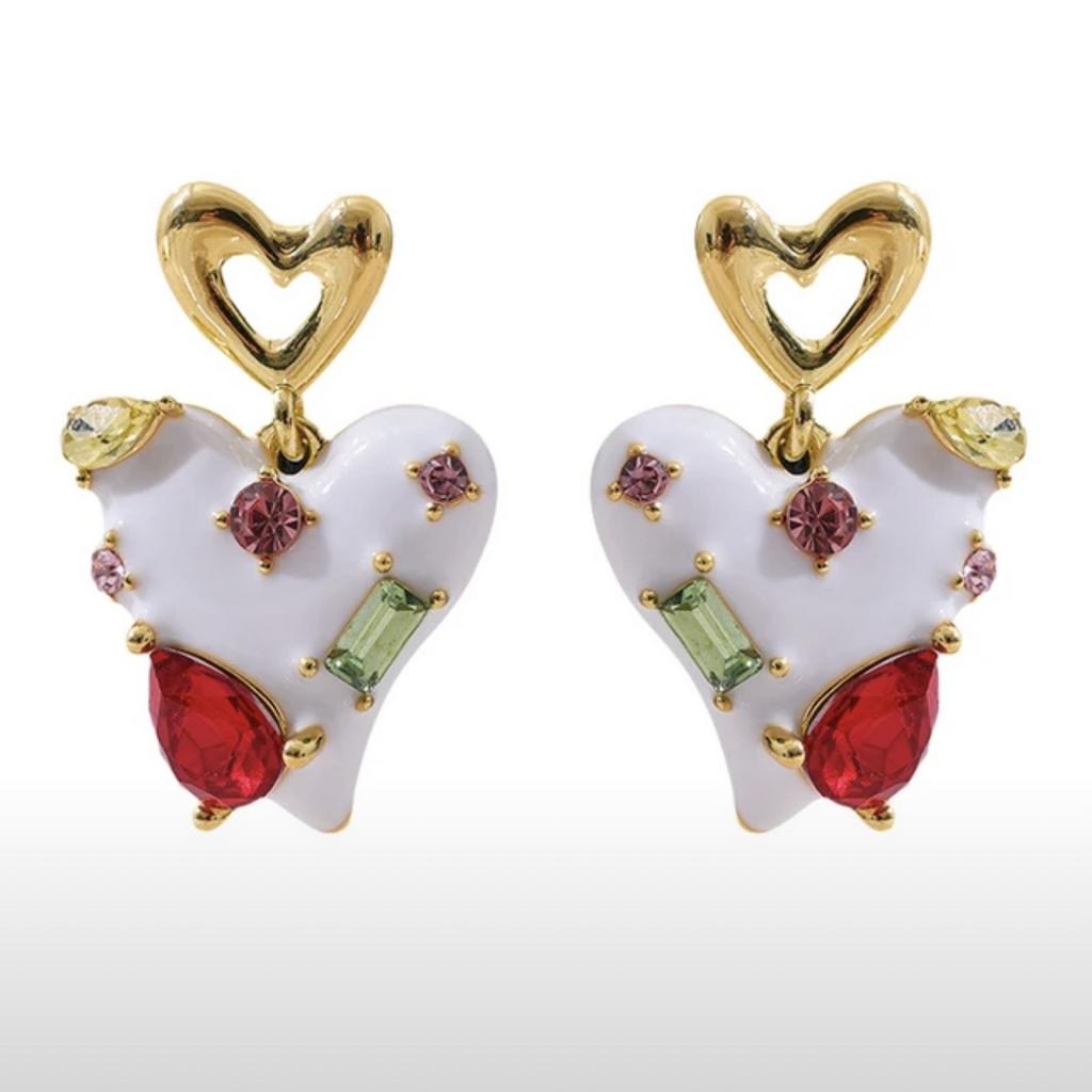 Серьги White hearts