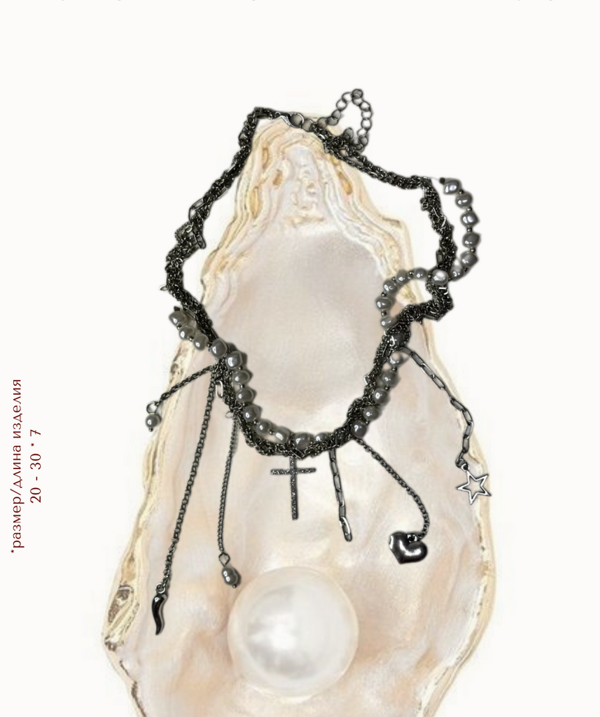 Ожерелье Pearl mini cross