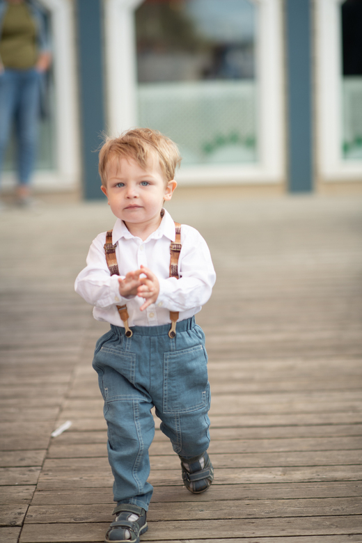 Брюки льняные на подтяжках р.80