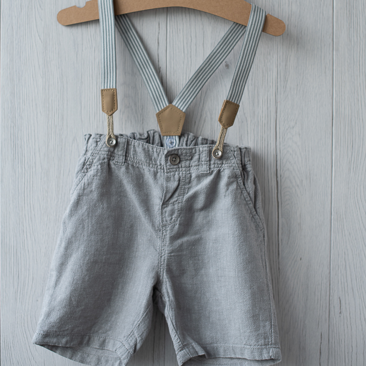 Шорты льняные на подтяжках р.80,104