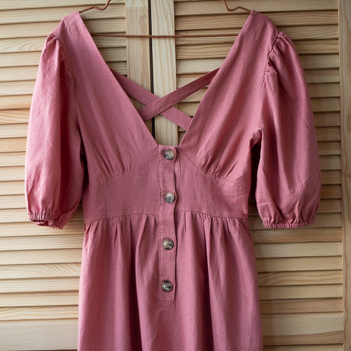 Платье льняное с пуговицами р.S-M