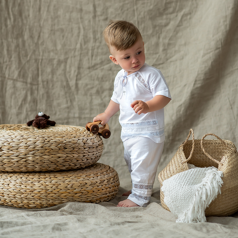 Крестильный комплект с пеленкой "САШЕНЬКА" р. 74