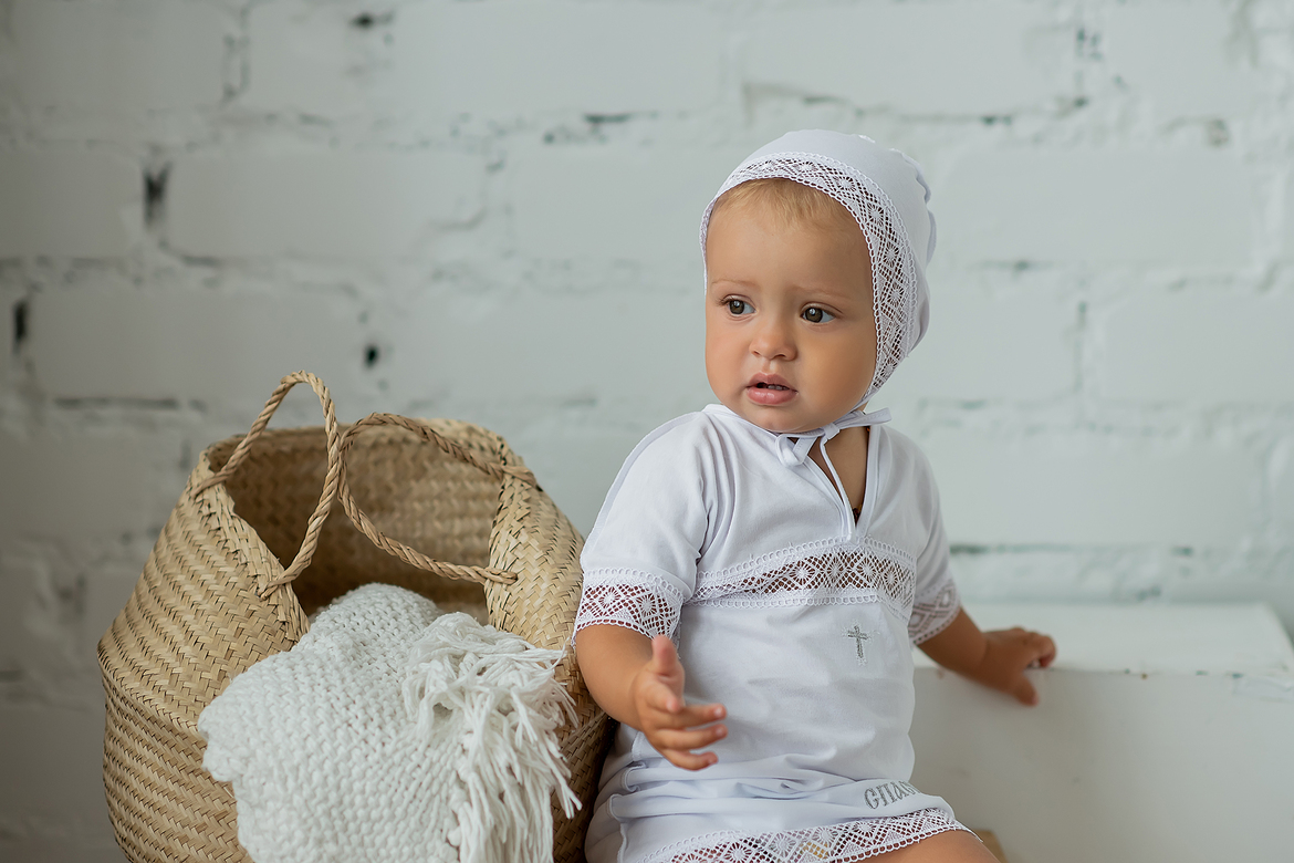 Крестильный комплект "КРЕСТИК" (рубашка, пеленка, чепчик) р. 68