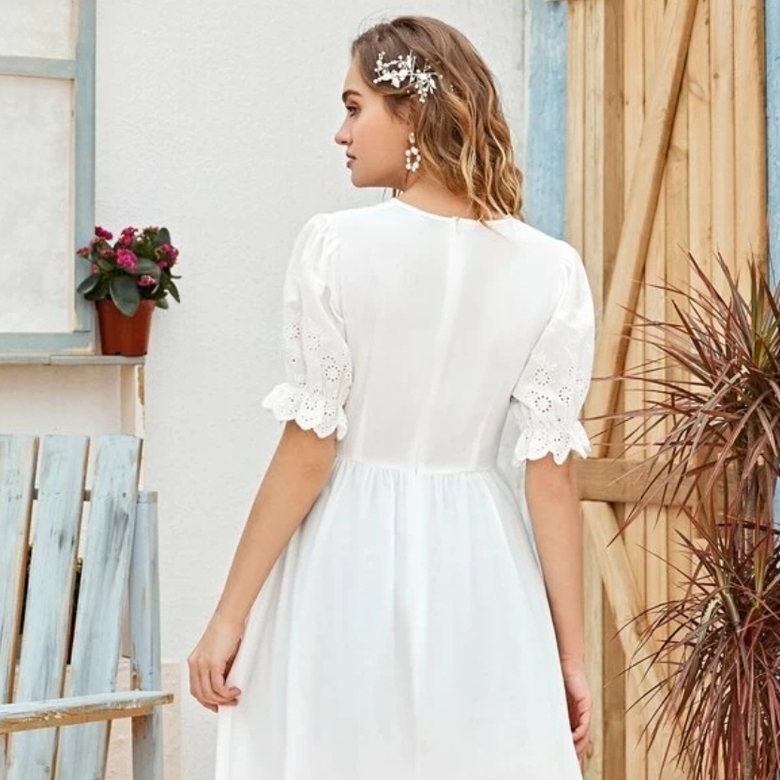 Платье с объемными рукавами р. S-M