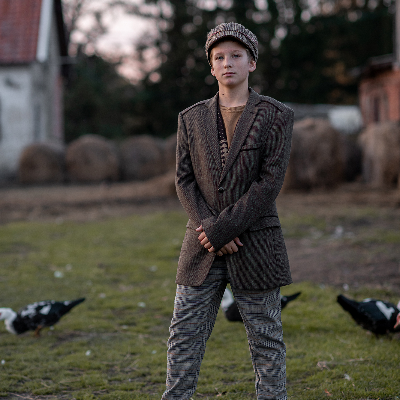 Пиджак коричневый в клетку р. S-M