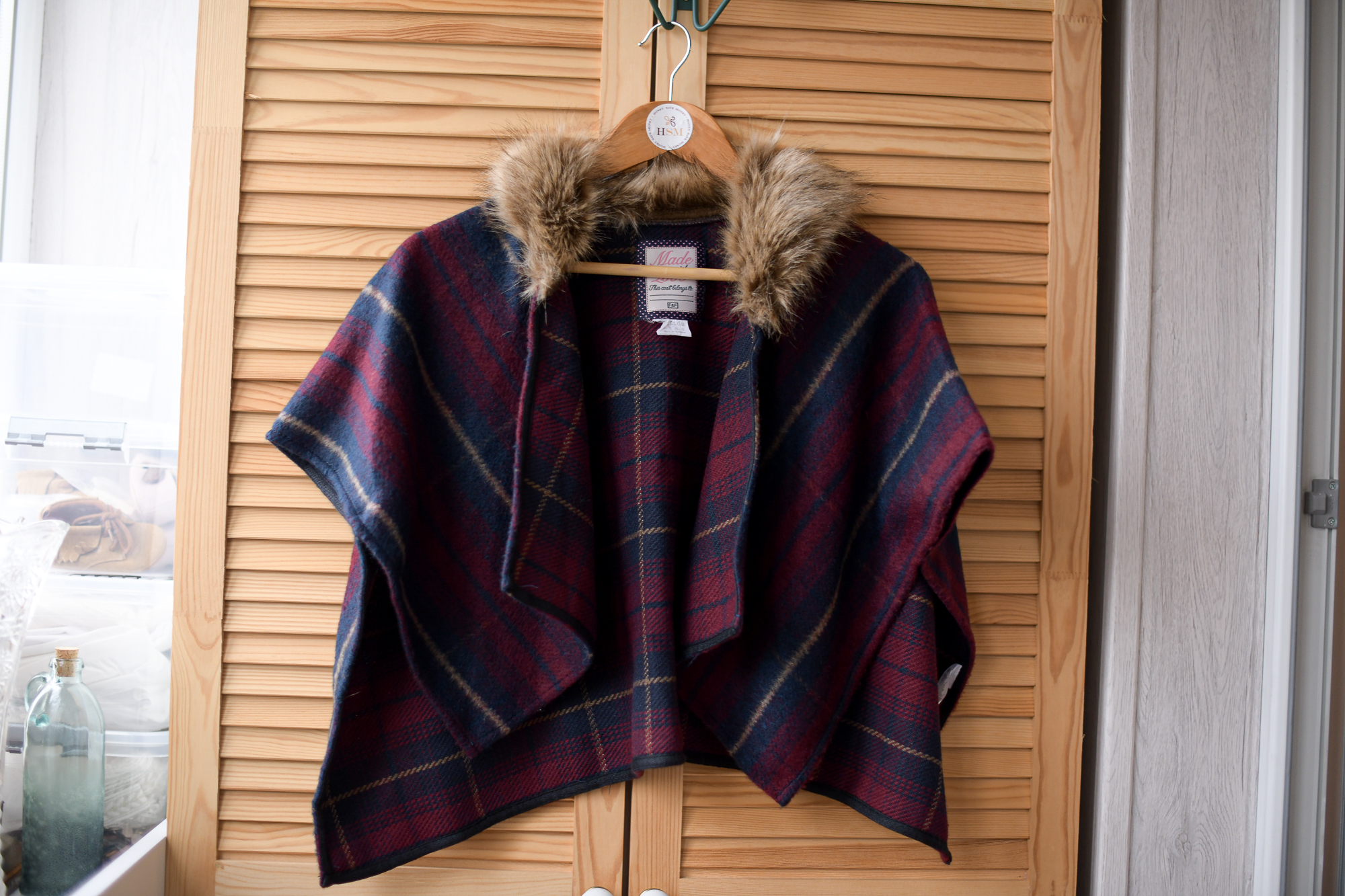 Пончо накидка с мехом р.116-128