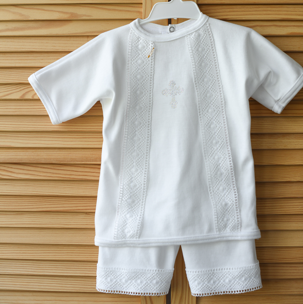 Крестильный комплект со штанами (чепчик) "ЖЕНЕЧКА" р. 74