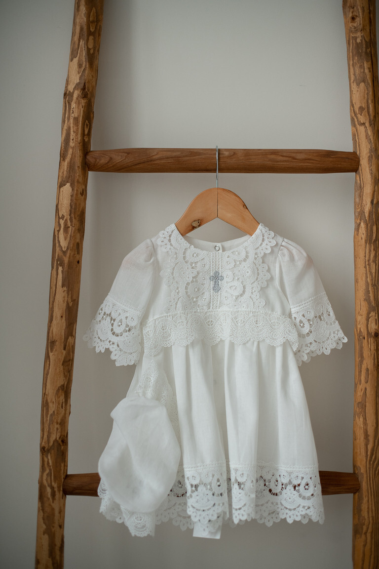 Крестильное платье "МИЛАНА" с чепчиком 62-74