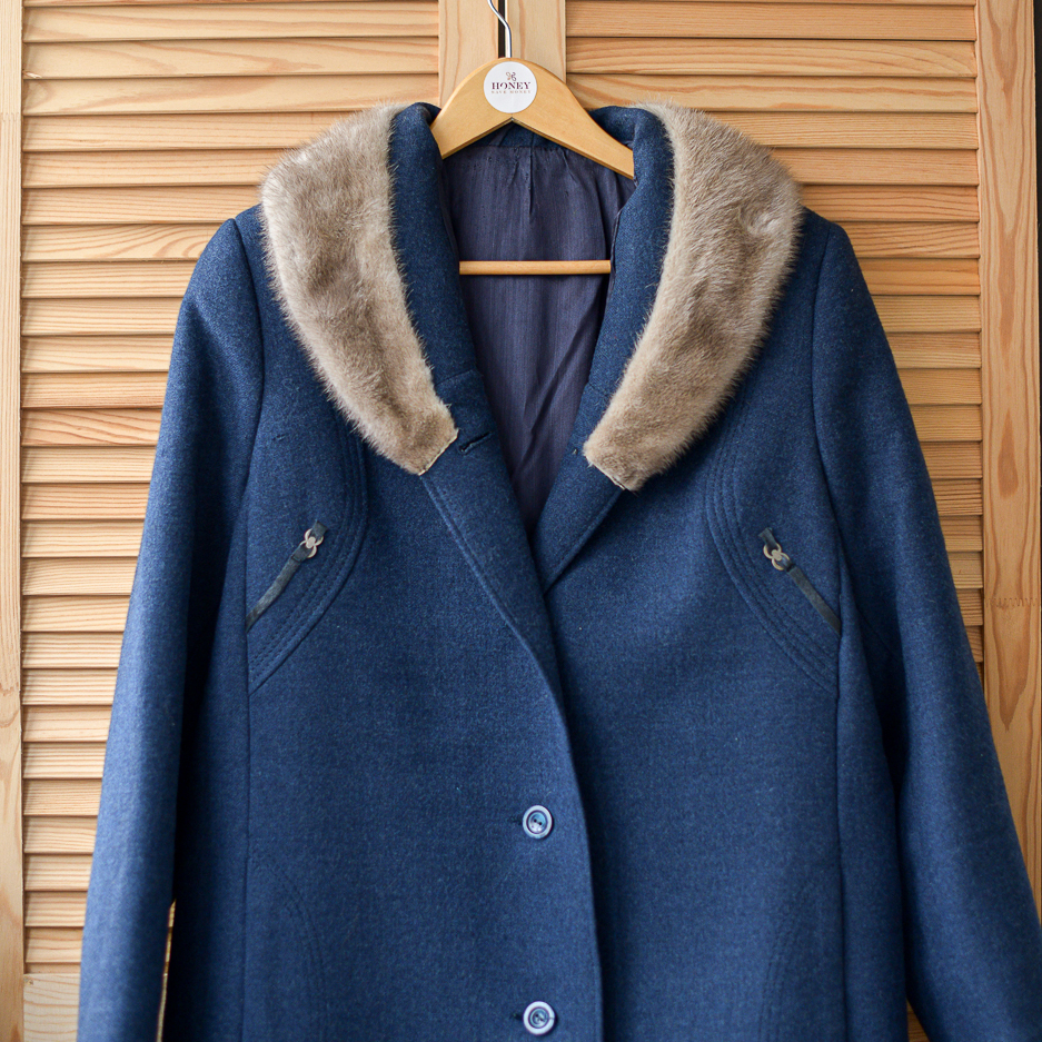 Пальто СССР с норковым воротником р. M-L