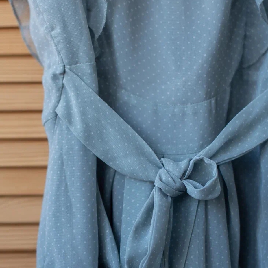 Платье пыльно-голубое 148