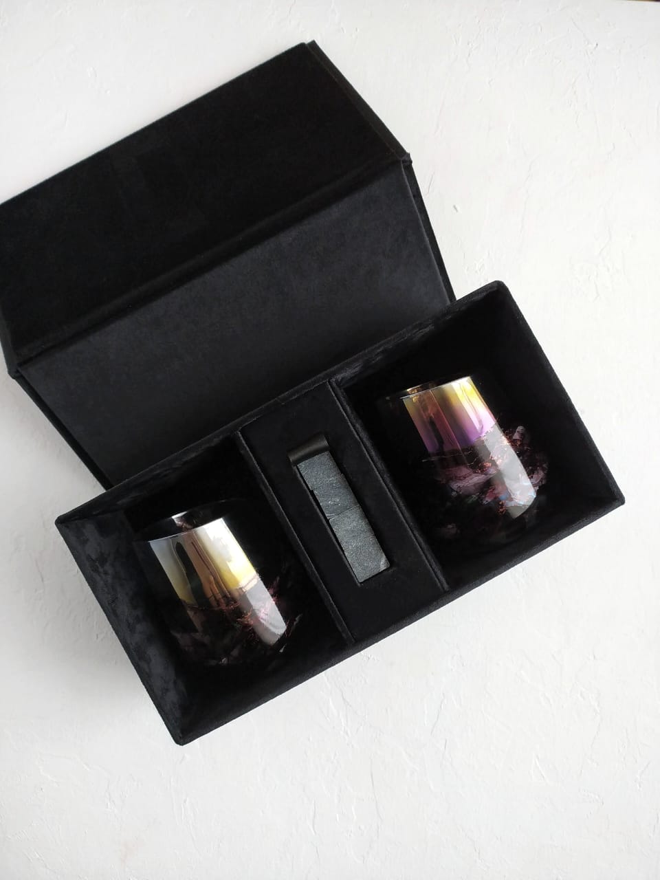 ПОДАРОЧНЫЙ НАБОР "ОПАЛ" С БОКАЛАМИ ДЛЯ КРЕПКИХ НАПИТКОВ  В БАРХАТНОМ КОРОБЕ