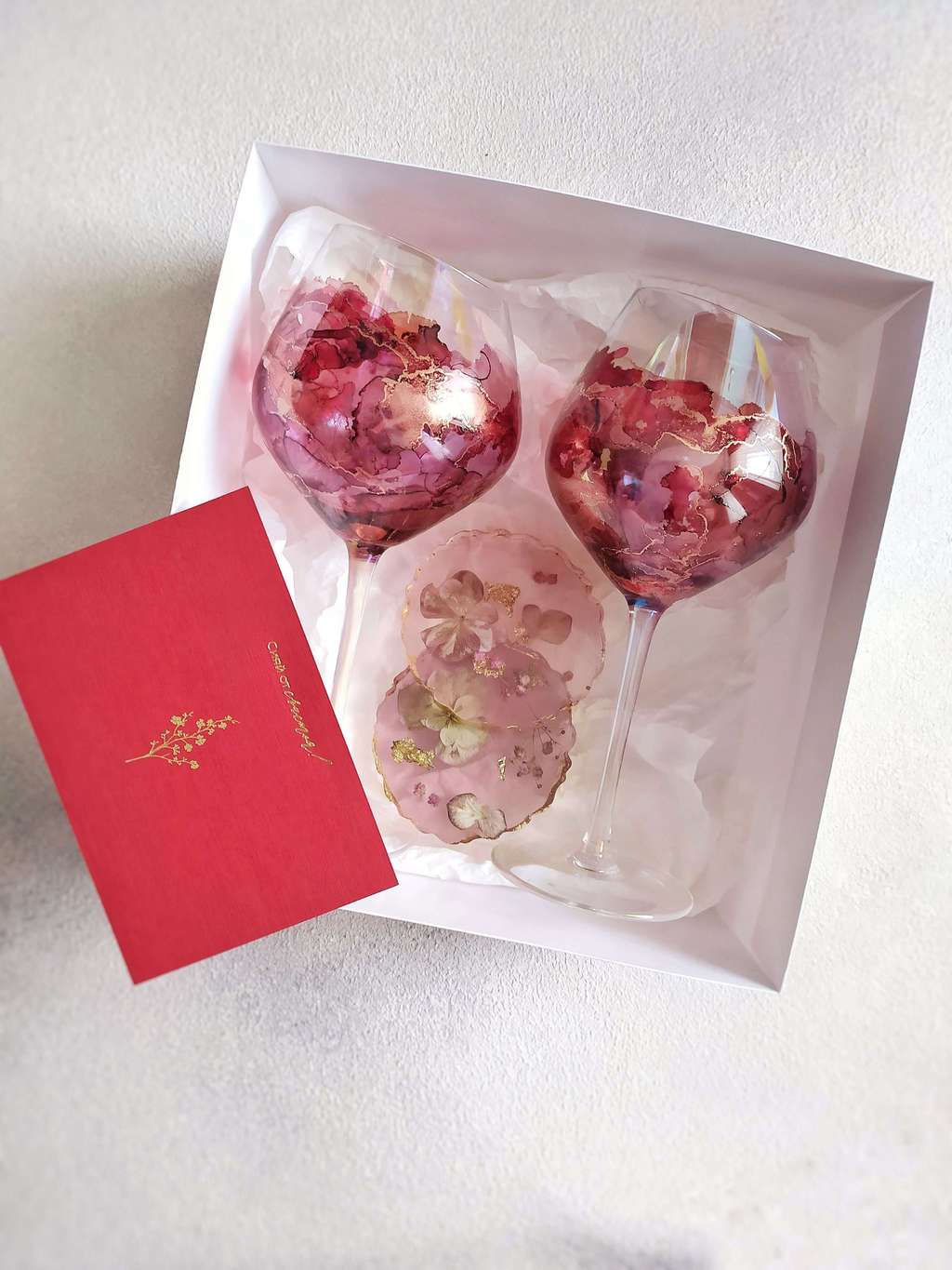 Подарочный набор "Бокалы для вина Иллюзия и подстаканники "МЕДОВЫЙ РОЗОВЫЙ"