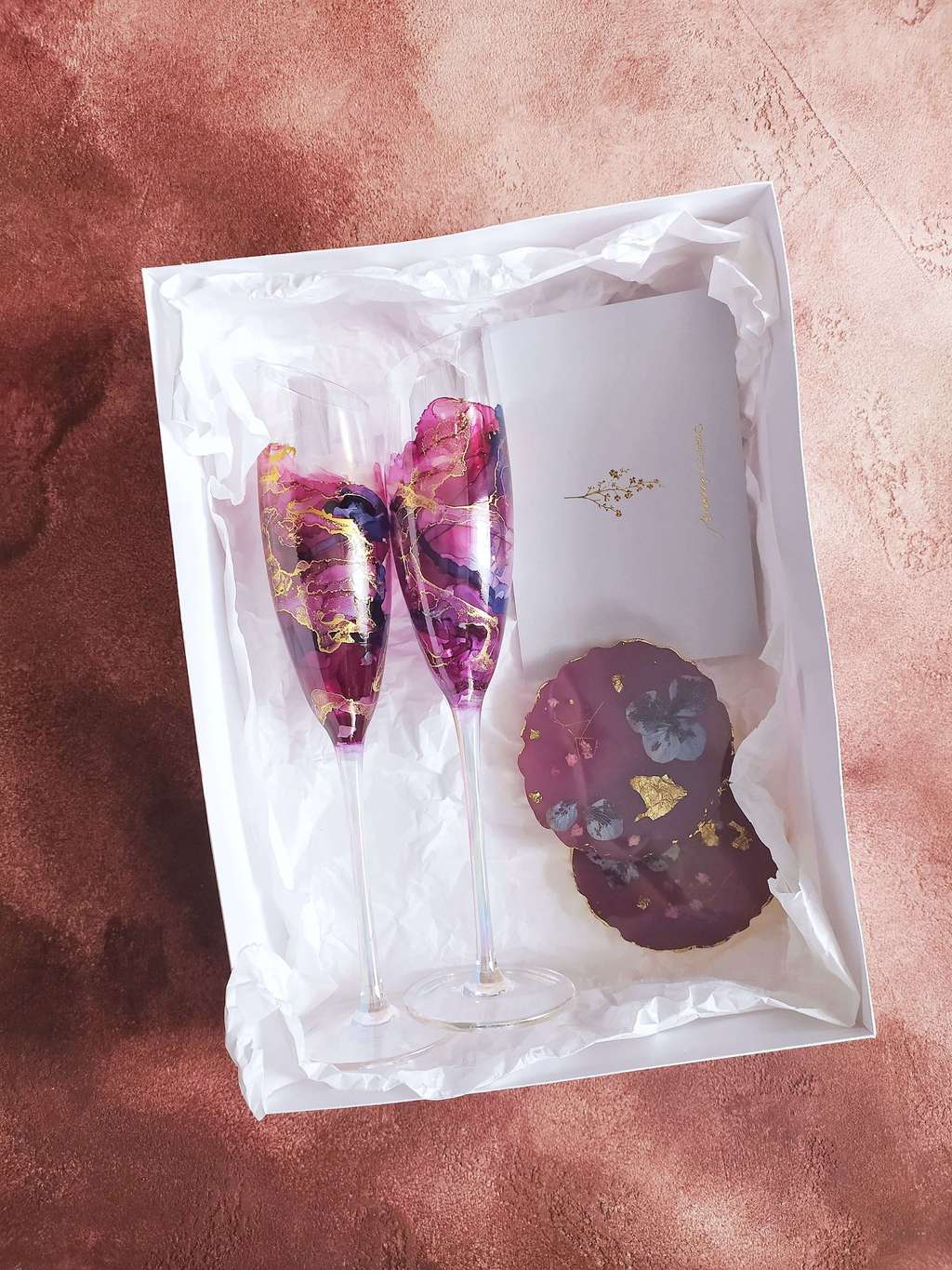 Подарочный набор "Бокалы для шампанского Иллюзия и подстаканники "АМЕТИСТ"