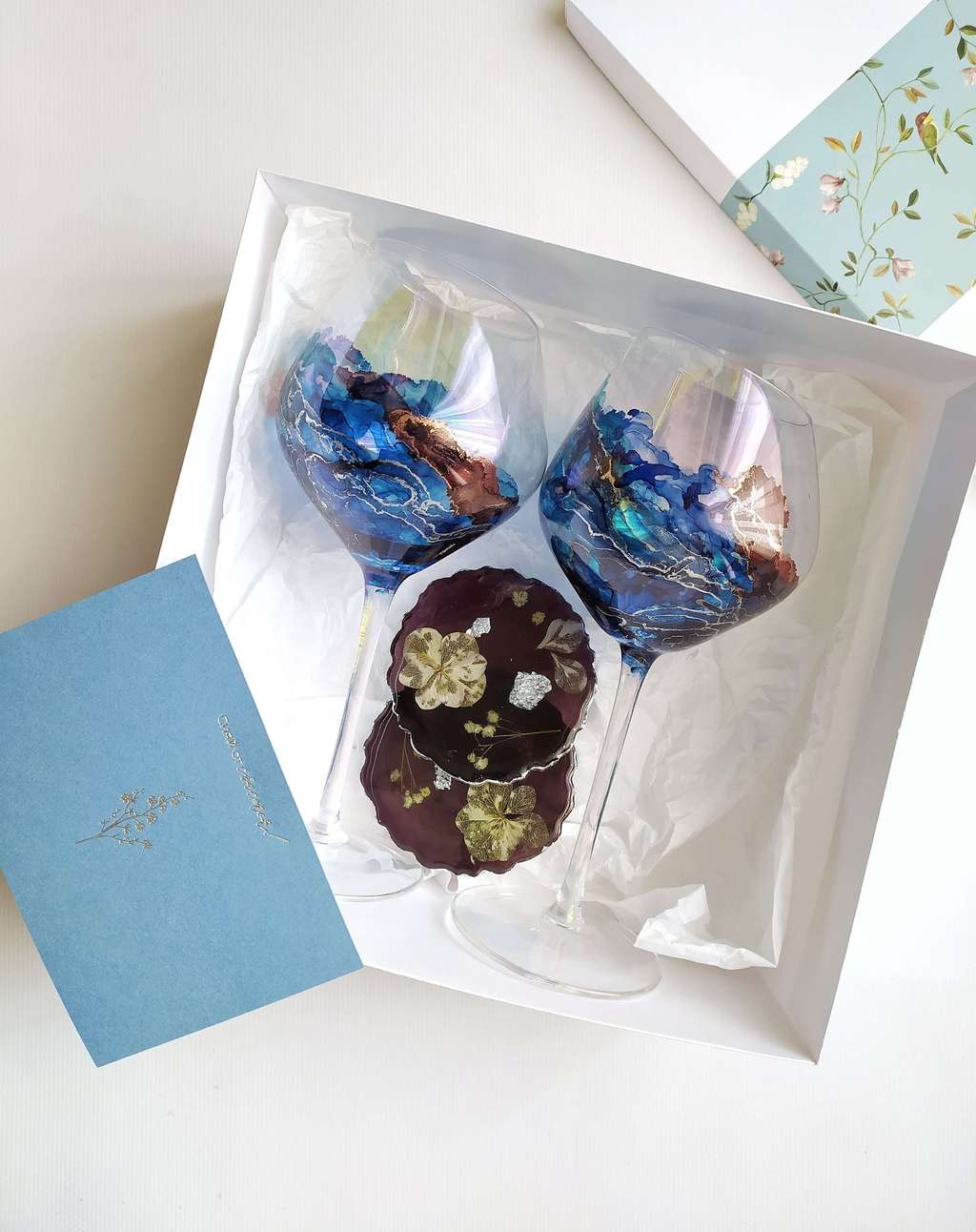 Подарочный набор "Бокалы для вина Иллюзия и подстаканники "ЛАЗУРИТ"