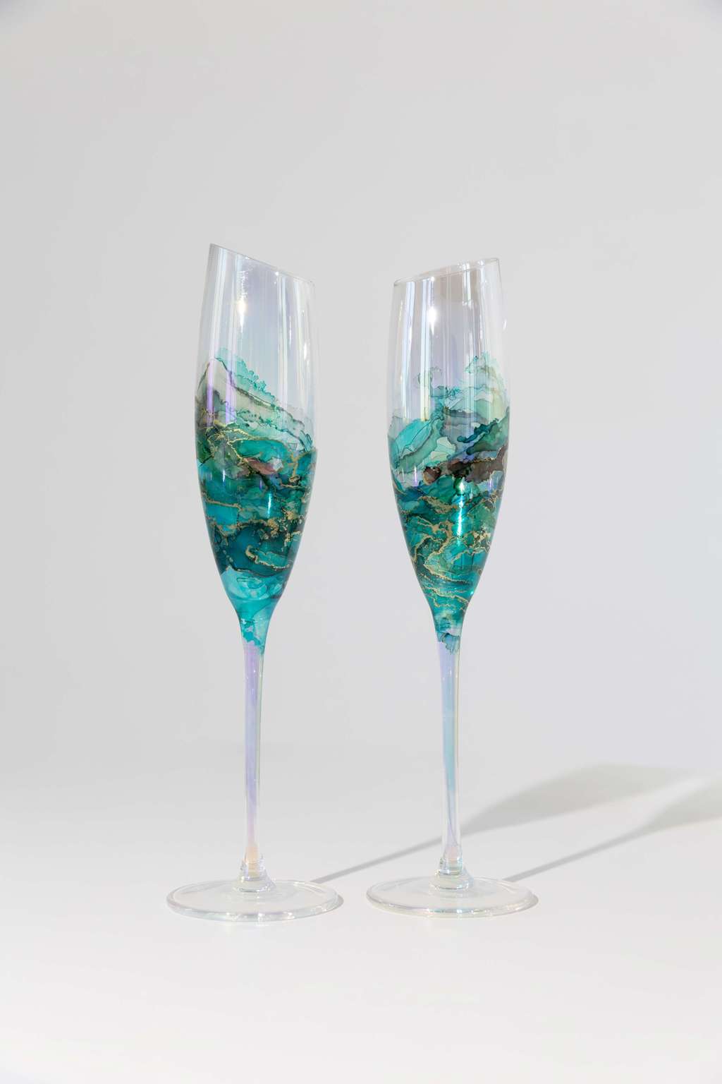Бокалы для шампанского "Иллюзия" оттенка ИЗУМРУДНЫЙ