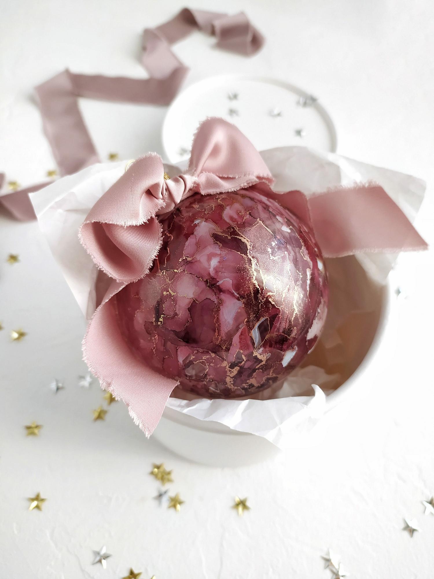 НОВОГОДНЯЯ ИГРУШКА НА ЕЛКУ РУЧНОЙ РАБОТЫ, ШАР "МЕДНЫЙ"