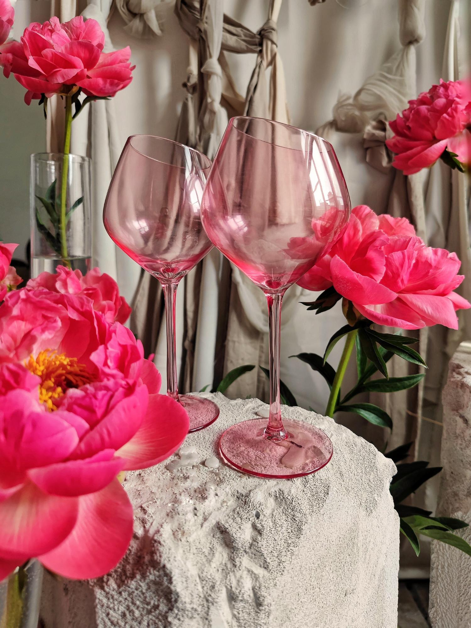БОКАЛЫ ИЛЛЮЗИЯ (ДЛЯ ВИНА) ЦВЕТ "ПИОН", 2 шт