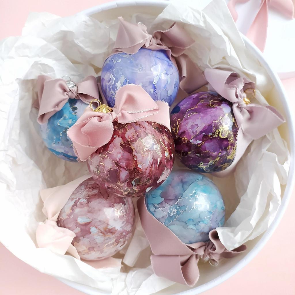 НАБОР ИЗ 6 НОВОГОДНИХ ШАРОВ НА ЕЛКУ РУЧНОЙ РАБОТЫ