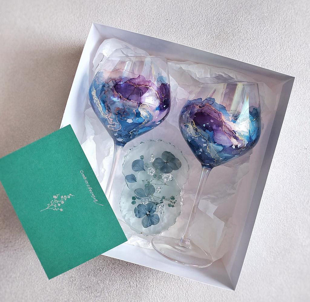 Подарочный набор "Бокалы для вина Иллюзия и подстаканники "ФЛЮОРИТ"