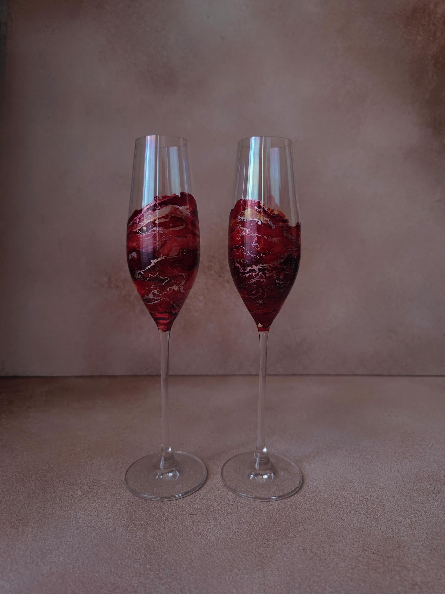 Бокалы для шампанского "Флюте" оттенка Красный алмаз