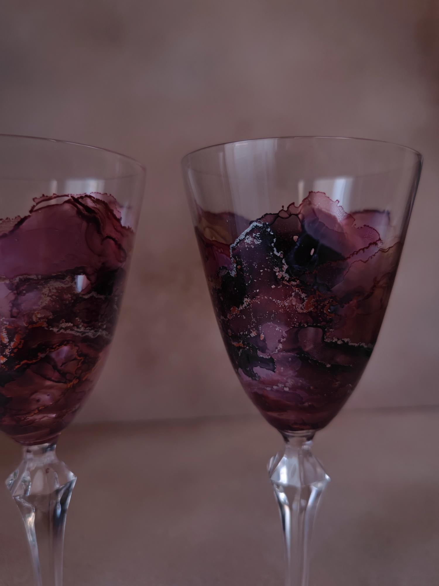 Бокалы "Антик" для шампанского и вина оттенка "Инжир"